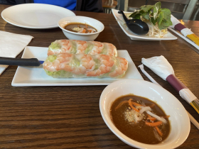 Spring roll with peanut sauce