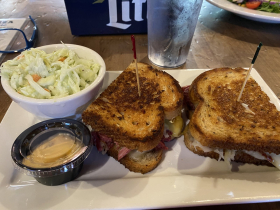 Reuban sandwich with coleslaw