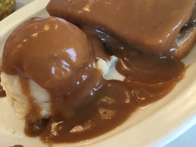 Hot Beef Sandwich with Mashed Potatoes and Gravy