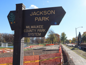 Jackson Park with MMSD construction in background