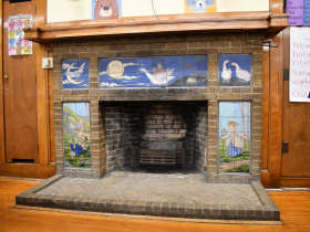 Keefe Elementary tiled fireplace