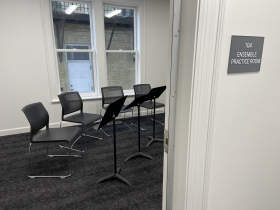 A practice room at MSOE's Patricia E. Kern Conservatory of Music.