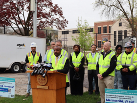 Mayor Cavalier Johnson speaks at removal of 10,000th lead service line