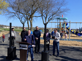 Sup. Jack Eckblad speaks at Mitchell Airport Park Ribbon Cutting