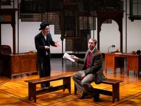 Milwaukee Repertory Theater presents The Chosen in the Quadracci Powerhouse, March 5 – 31, 2024. Pictured: Hillel Rosenshine and Eli Mayer