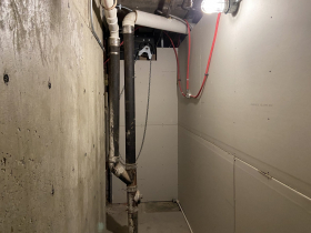 A small annex where the foundation of the original 1961 building meets the addition built in the 1990s
