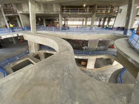 Concrete framing for light well at Nature & Culture Museum of Wisconsin during construction