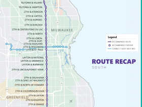 Recommended route for proposed north-south bus rapid transit service. 
