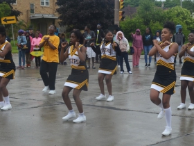 Oliver Wendell Holmes School Tigers Cheerleaders at the Juneteenth Day Parade 2019