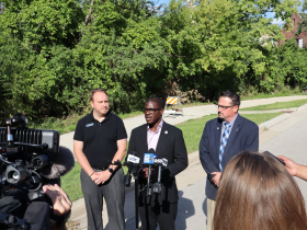 (Left to right) Sup. Shawn Rolland, County Executive David Crowley and Parks Director Guy Smith