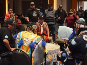 One of the host drums at Hunting Moon Pow Wow 2019