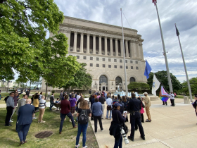 Pride flag raising event