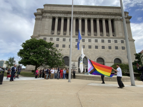 Raising the flag
