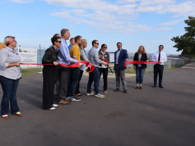 DNR Secretary Karen Hyun cuts ribbon at South Shore Park Beach