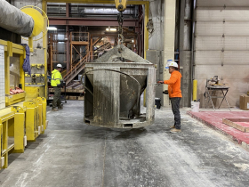 Stonecast workers preparing to pour a panel
