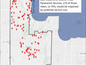 MCTS map of potential paratransit reduction in county board District 9.