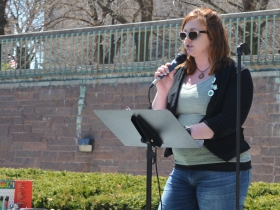 Tiffany Anderson of the Greater Milwaukee Green Party at the March for Cannabis 2018