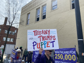 U.S. Rep. Tom Tiffany protestors
