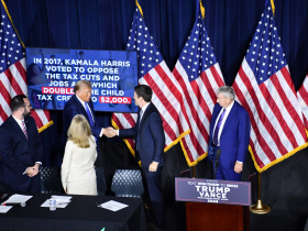 Former President Donald Trump greets Rep. Bryan Steil