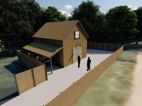 Rendering of new service building at Wehr Nature Center