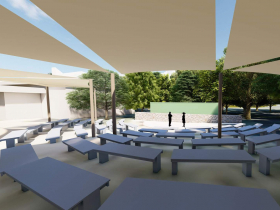 Rendering of amphitheater seating covering at Wehr Nature Center