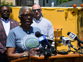 Mabel Lamb at Adopt-a-Neighborhood Press Conference