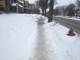 Sidewalk on February 8th, 2014 in front of the Stamper Home.