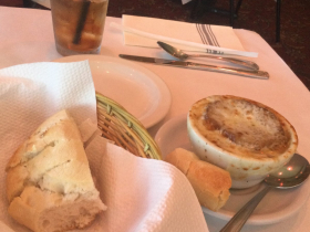 French onion soup and freshly baked bread