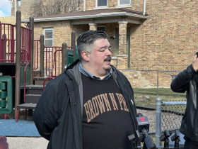Juan Miguel Martinez speaks at Clementina Castro Park naming ceremony