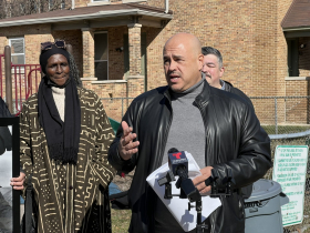 José G. Pérez speaks at Clementina Castro Park naming ceremony