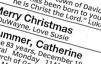 The Roundup: Merry Christmas From the Folks at the Death Notices