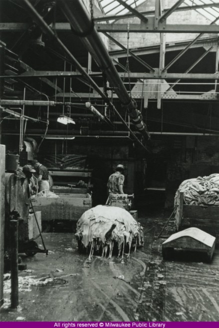 Workers inside Gallun Tannery