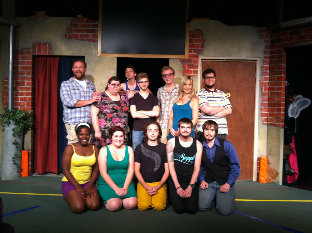 TIM's actors and musicians: bottom row (left to right): Mara McGhee, Mary Kelly, Patricio Amerena, Nevin Langhus , Mike Kellar top row: Robby McGhee, Mary Baird, Jordan Gwiazdowski, Jacob Bach, Matt Bozora , Colleen Schmitt, Steve Baird