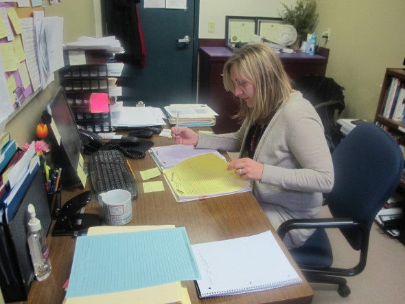 Kristen Vareka-Blez, one of three clinicians at The Guest House Counseling Clinic, works with men one-on-one to understand how substance abuse has affected their lives. (Photo by Caroline Roers)