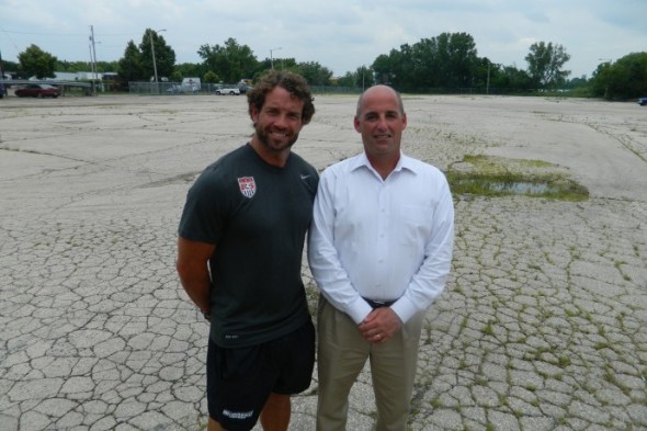 Gregory Dorf and Jake Provan plan to build the Urban Futsal Center of Milwaukee on this lot at 5th Street and Harrison. (Photo by Eric Oliver)