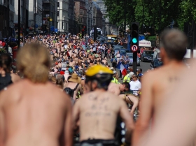 World Naked Bike Ride 2009 - London. Photo by flickr user carlosofpardo.