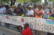 Milwaukee demonstrators protest excessive force by police. (Photo by Andrea Waxman)