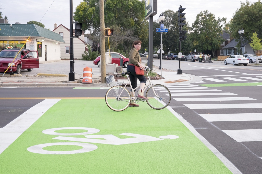 It may take a bit of education for people to learn how to use the bike boxes at 68th and North Avenue.