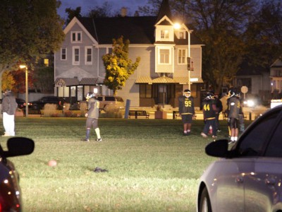 Auto Headlamps Used to Light Boys Football Practice Field