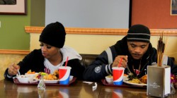Trina Johnson and Trevon Brenton, both residents of the SOHI neighborhood, enjoy their first taste of Daddy’s Soul Food & Grille. (Molly Rippinger)