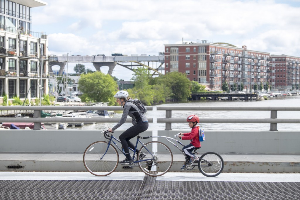 The bike plates on the Young Street Bridge