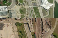 Downtown Milwaukee (above) and the equivalent geographic space in downtown Waukegan (below). Waukegan’s lakefront is dominated by a restricted access highways (planned in Milwaukee, but never built), and active rail lines (historically present, but long since removed from Milwaukee’s downtown lakefront), and active and vacant industrial land.