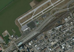 Burke Lakefront Airport in Cleveland occupies approximately the geographically equivalent space in Cleveland as the former Maitland Field occupied in Milwaukee.  While Cleveland’s downtown airport remains in use and prevents public access to a nearly 2-mile section of lakefront, Milwaukee’s downtown airport was replaced by exceptional public amenities (Henry W. Maier Festival Park and Lakeshore State Park). Photo courtesy of the U.S.G.S.