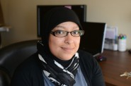 Fatima Benhaddou in her office at the Dominican Center for Women. (Photo by Sue Vliet)