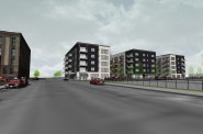 W. Washington Ave. NLE apartment building rendering. Rendering by Kindness Architecture.
