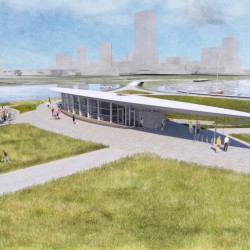 Visitor and Education Center on Lakeshore State Park. Rendering by The Kubala Washatko Architects, Inc.