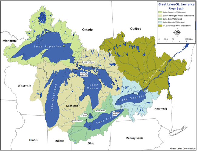 Great Lakes watershed. Image: Great Lakes Commission
