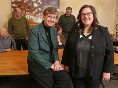 Dr. Marilyn Frenn and Mary Jo Wiemiller receive the  2015 Way Klingler Teaching Enhancement Award