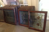 Stained glass windows salvaged by WasteCap Resource Solutions. Photo by Amanda Mickevicius.