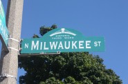 Milwaukee Street sign in the Historic Third Ward. Photo by Carl Baehr.